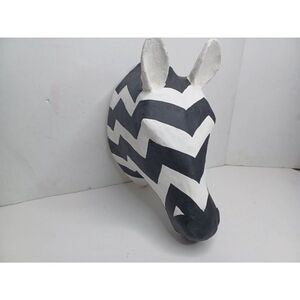 Land of Nod Paper Mache Zebra Head Decorative Wall Mount 14.5”